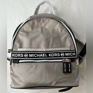 Michael Kors Kenly Medium Nylon Backpack, Pearl Grey NWT